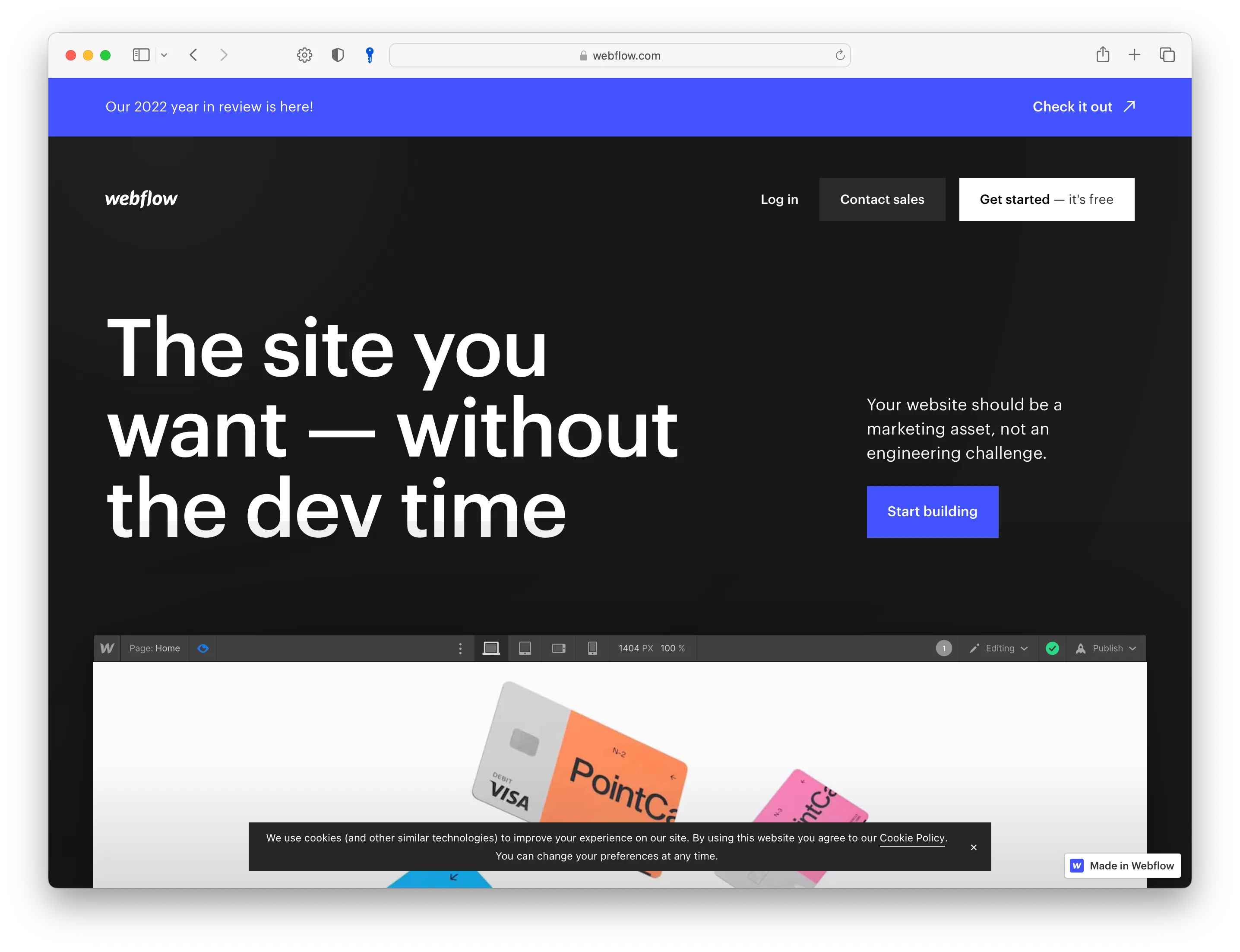 Webflow website screenshot in Safari browser