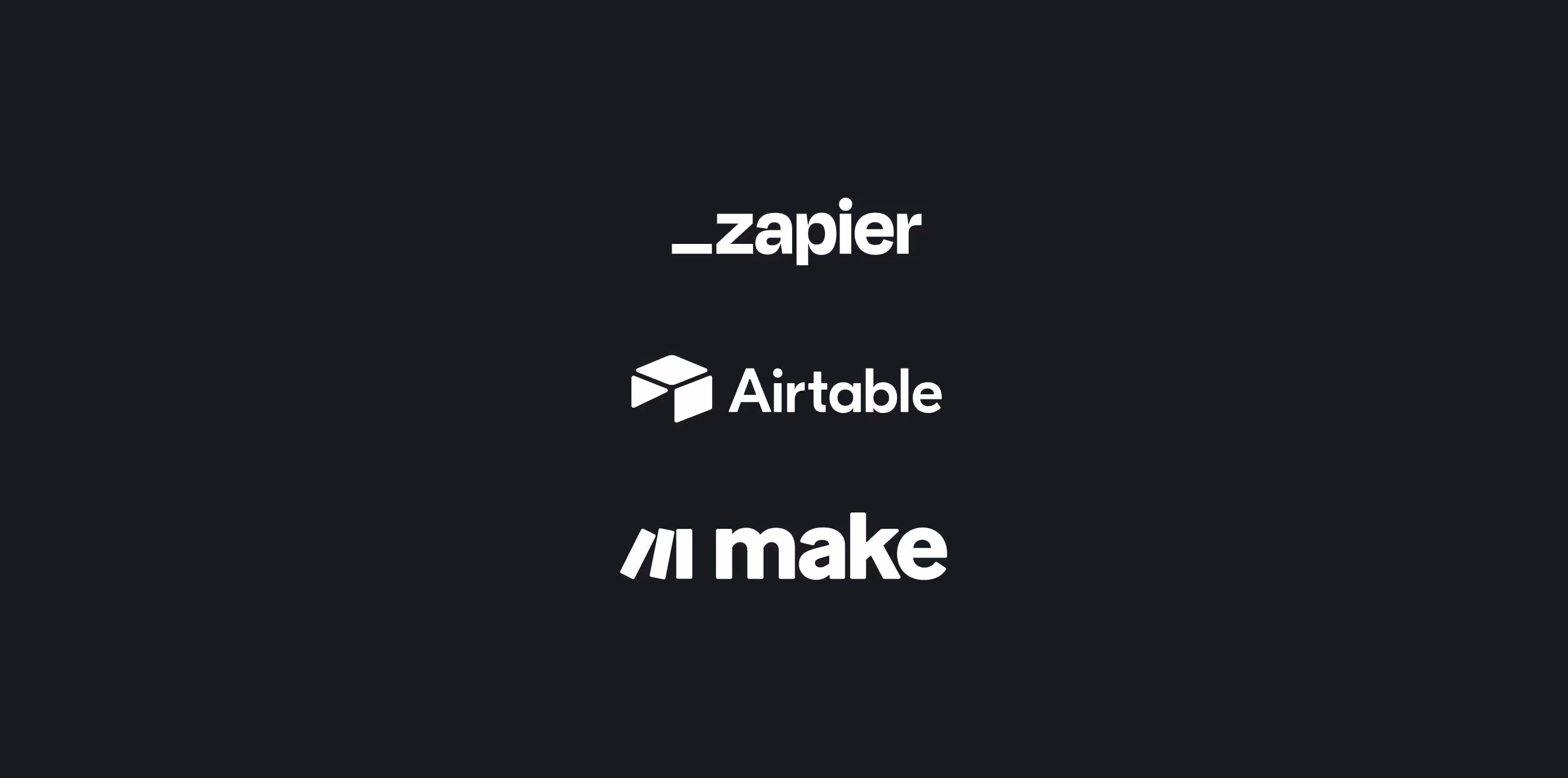 Automation & data tools including Zapier, Airtable, and Make for workflow automation.