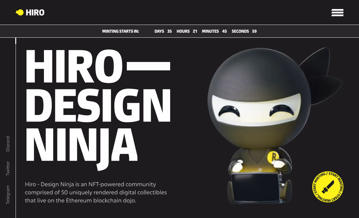 Hiro NFT landing page design