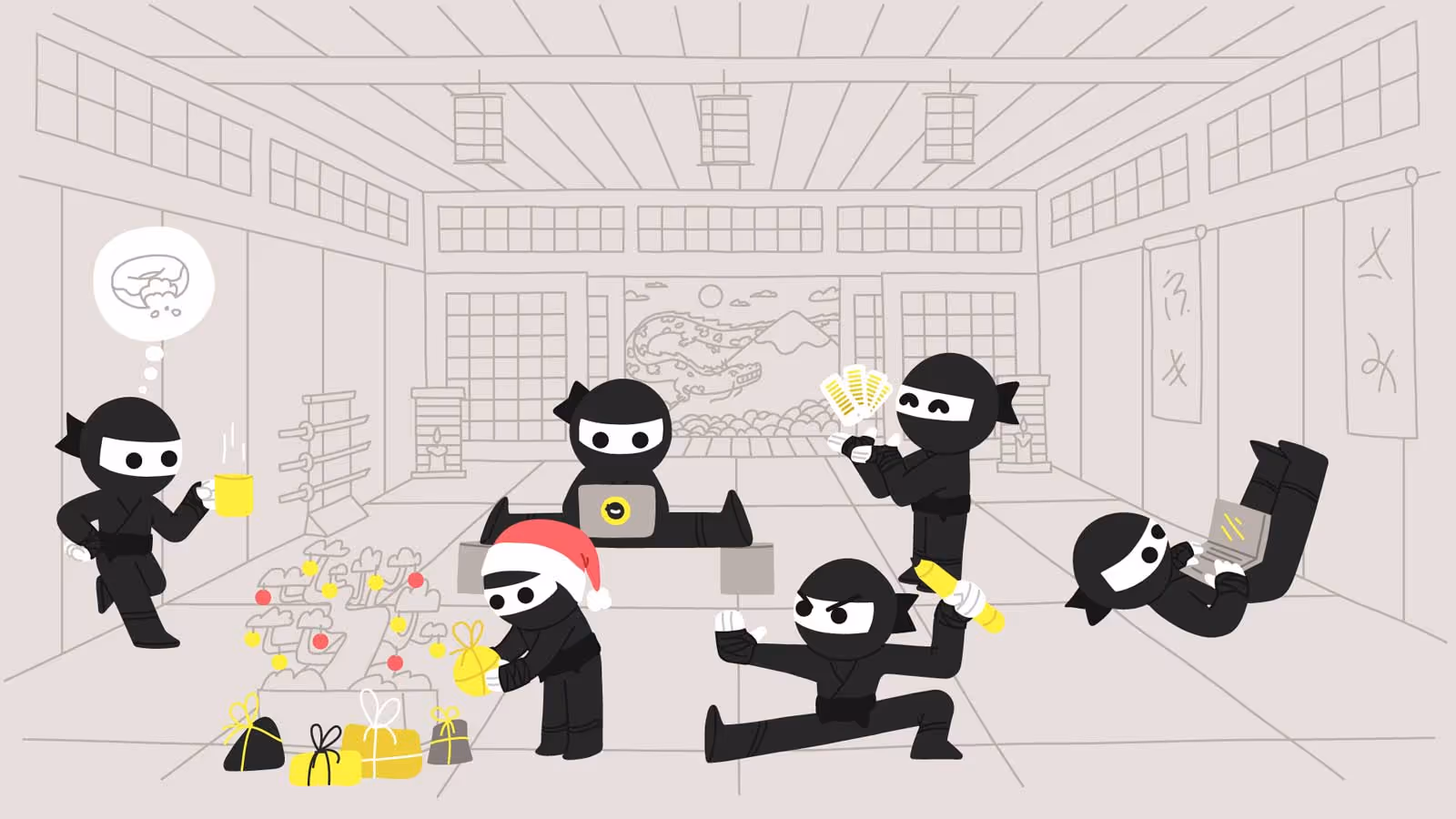 Ninja Hiro working in a dojo