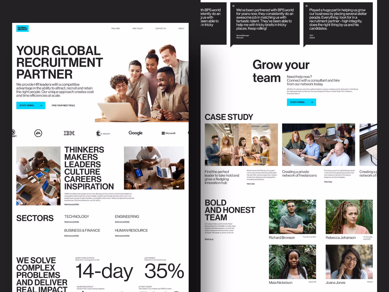 Recruitment company website homepage design