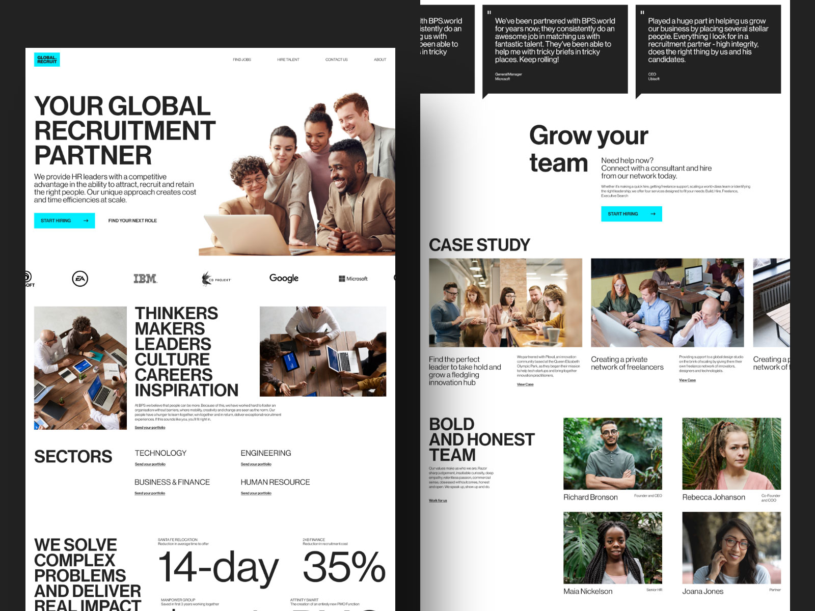 Recruitment company website homepage design