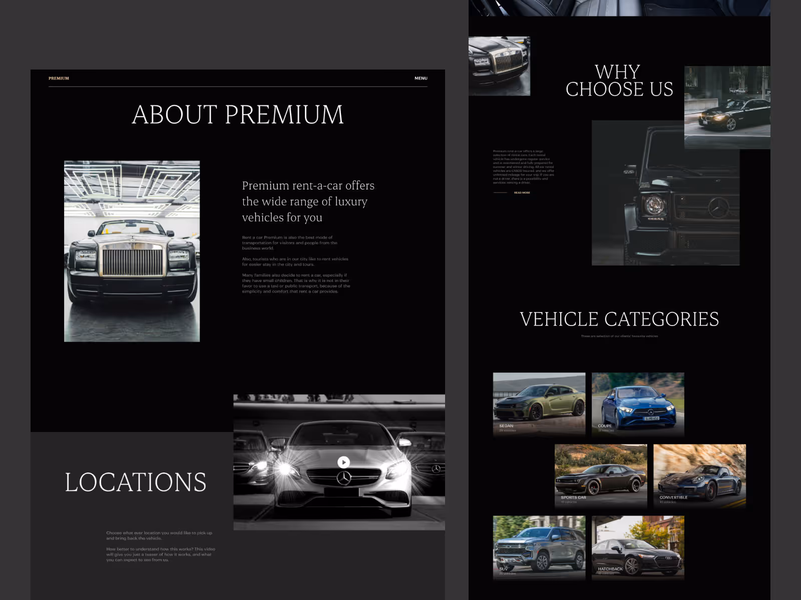 Premium rent-a-car website about page design