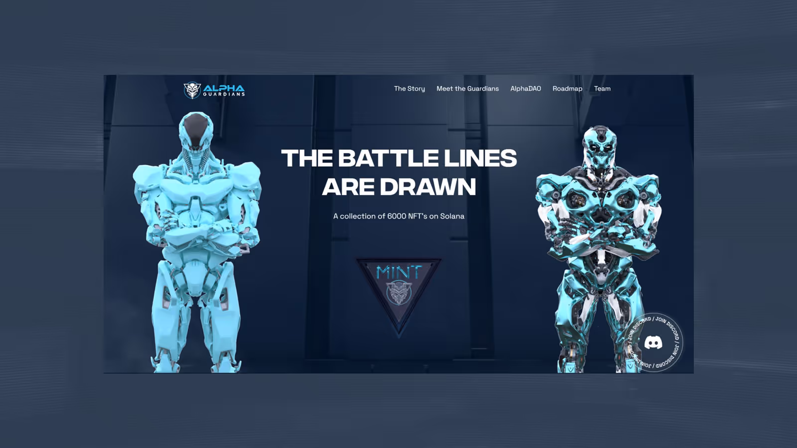 Alpha Guardians NFT website homepage