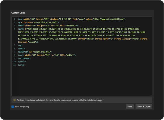 Visual representation of using SVG through code