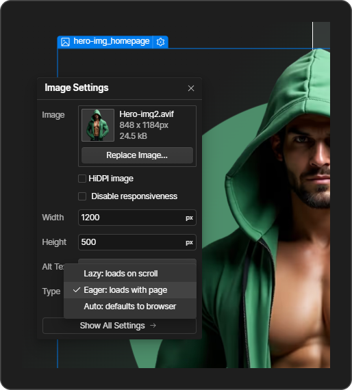 (Visual representation of using lazy and eager load to improve Webflow performance
