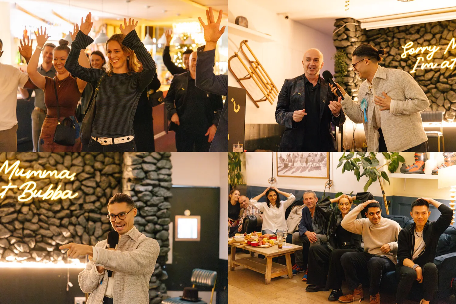 Tobias and Alex perform interactive crowd magic at Abracademy party.