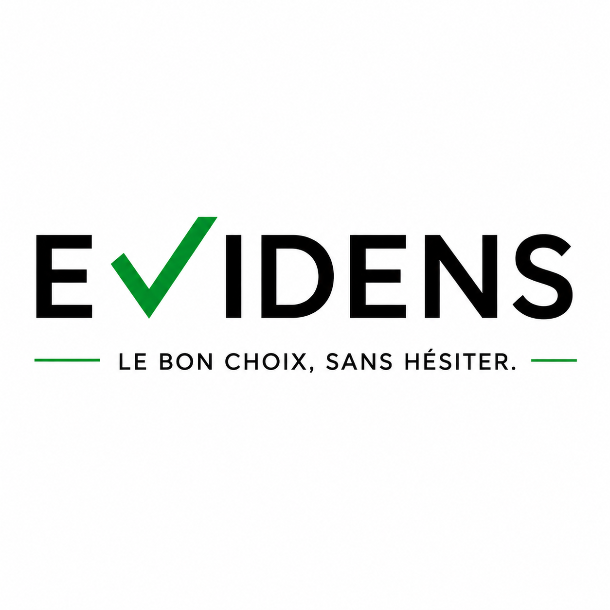 Logo officiel EVIDENS — Le bon choix, sans hésiter.