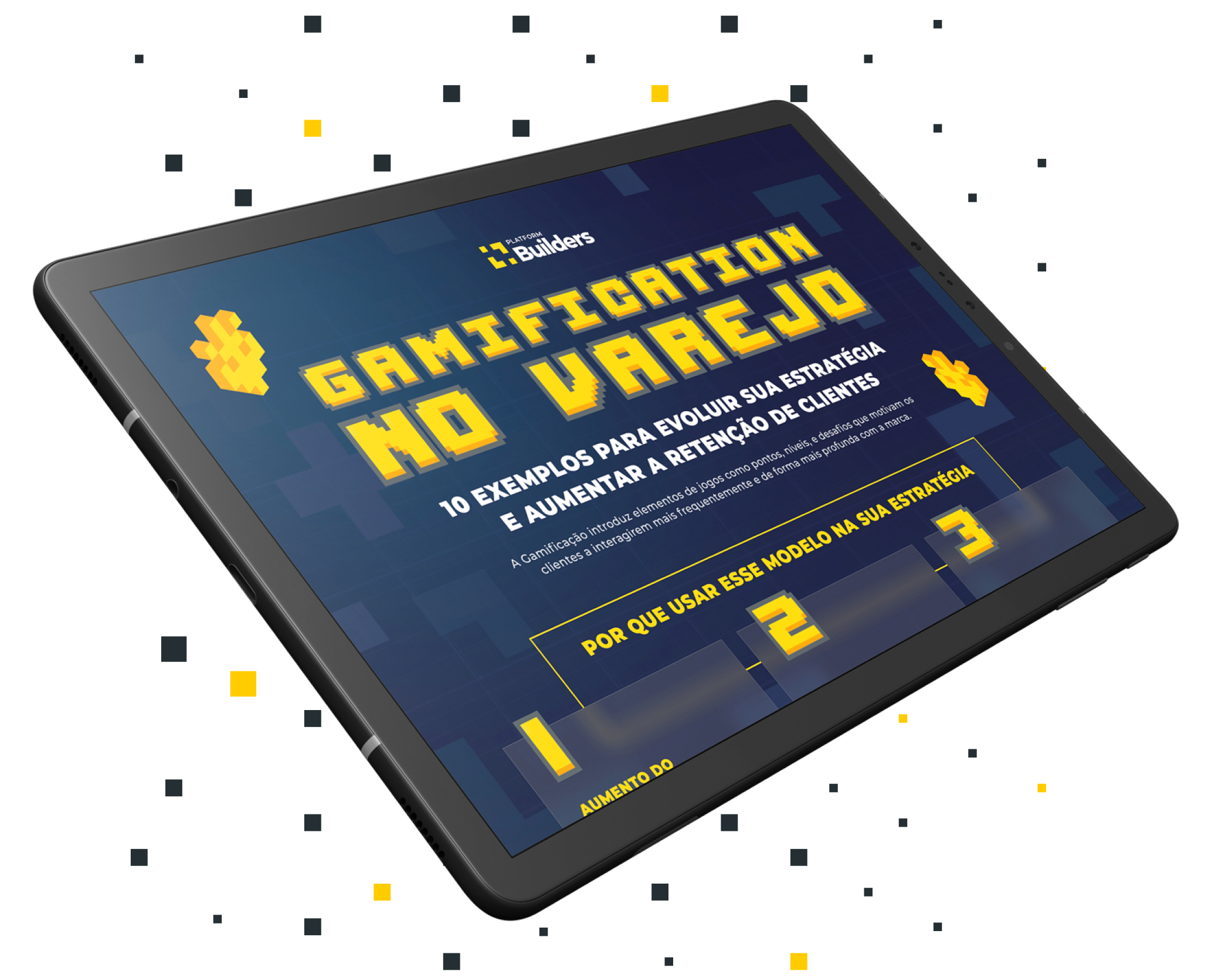 Mockup de um tablet com a capa do whitepaper