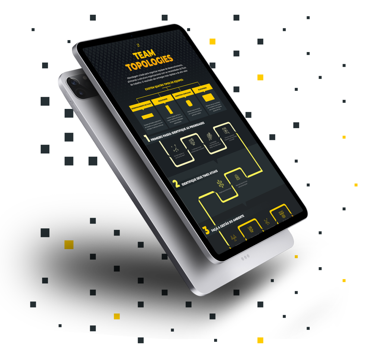 Mockup de um tablet com a capa do whitepaper