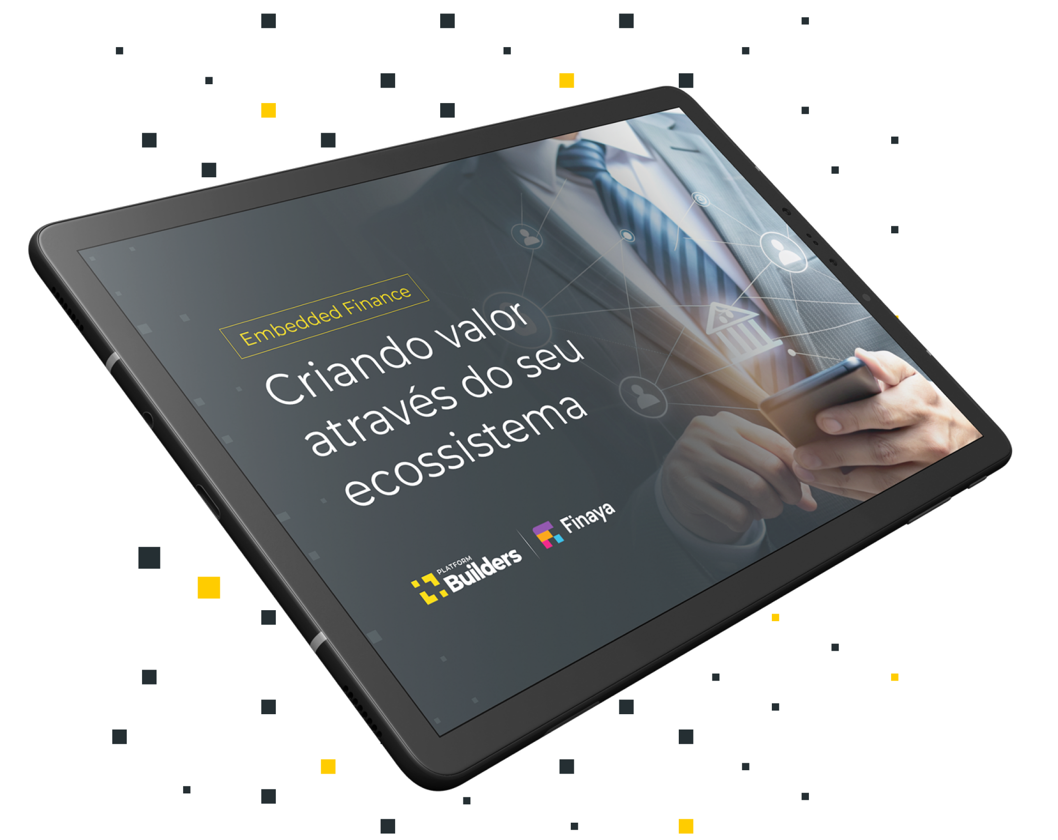 Mockup de um tablet com a capa do whitepaper