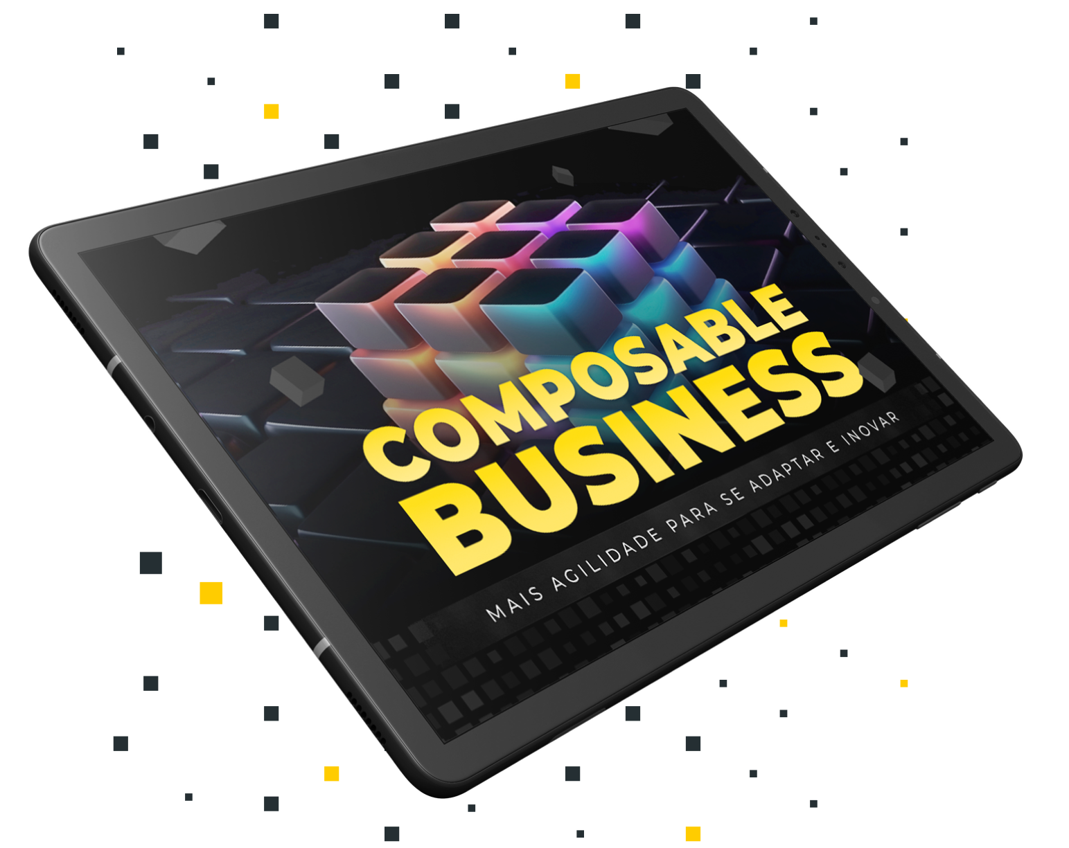 Mockup de um tablet com a capa do whitepaper