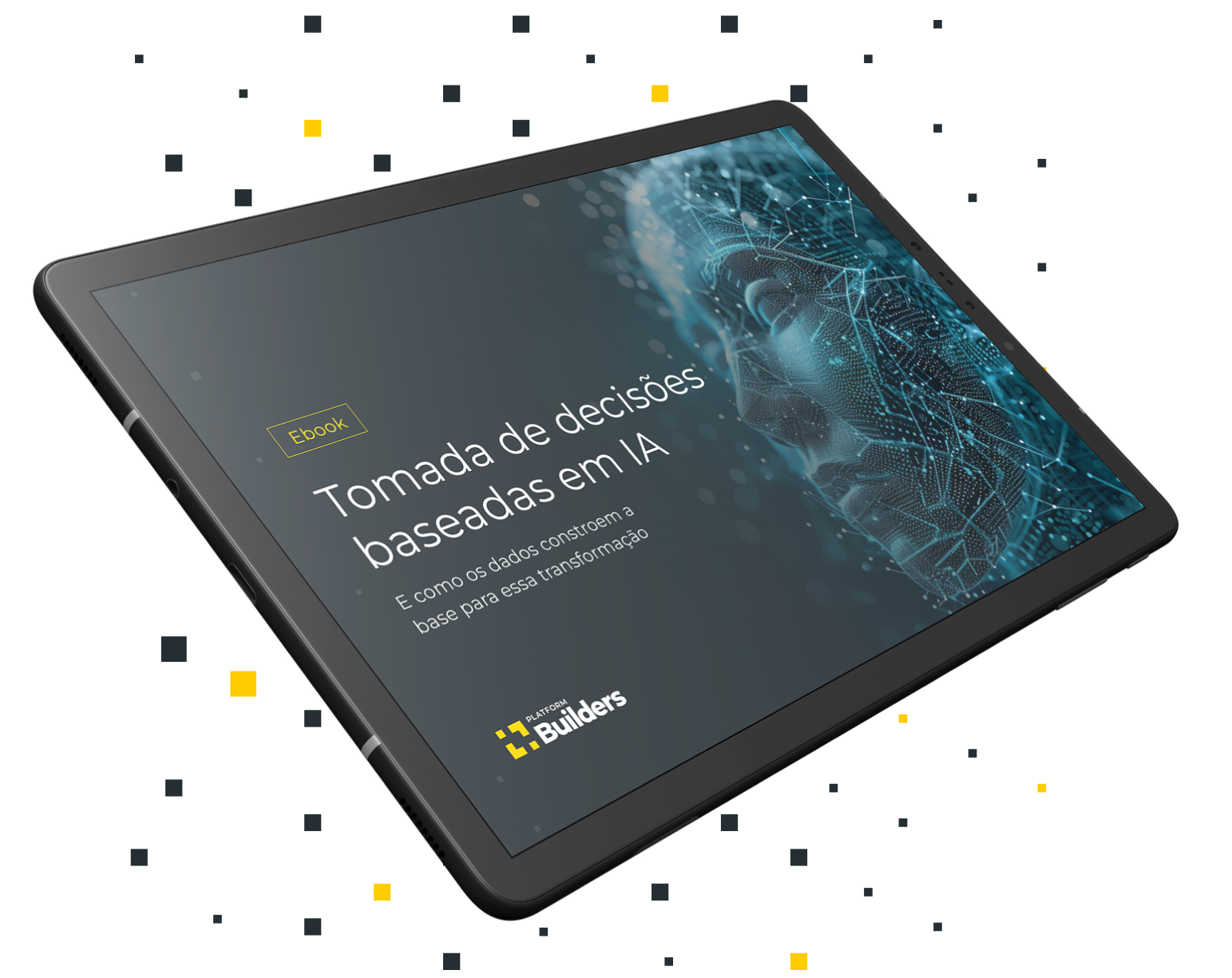 Mockup de um tablet com a capa do whitepaper