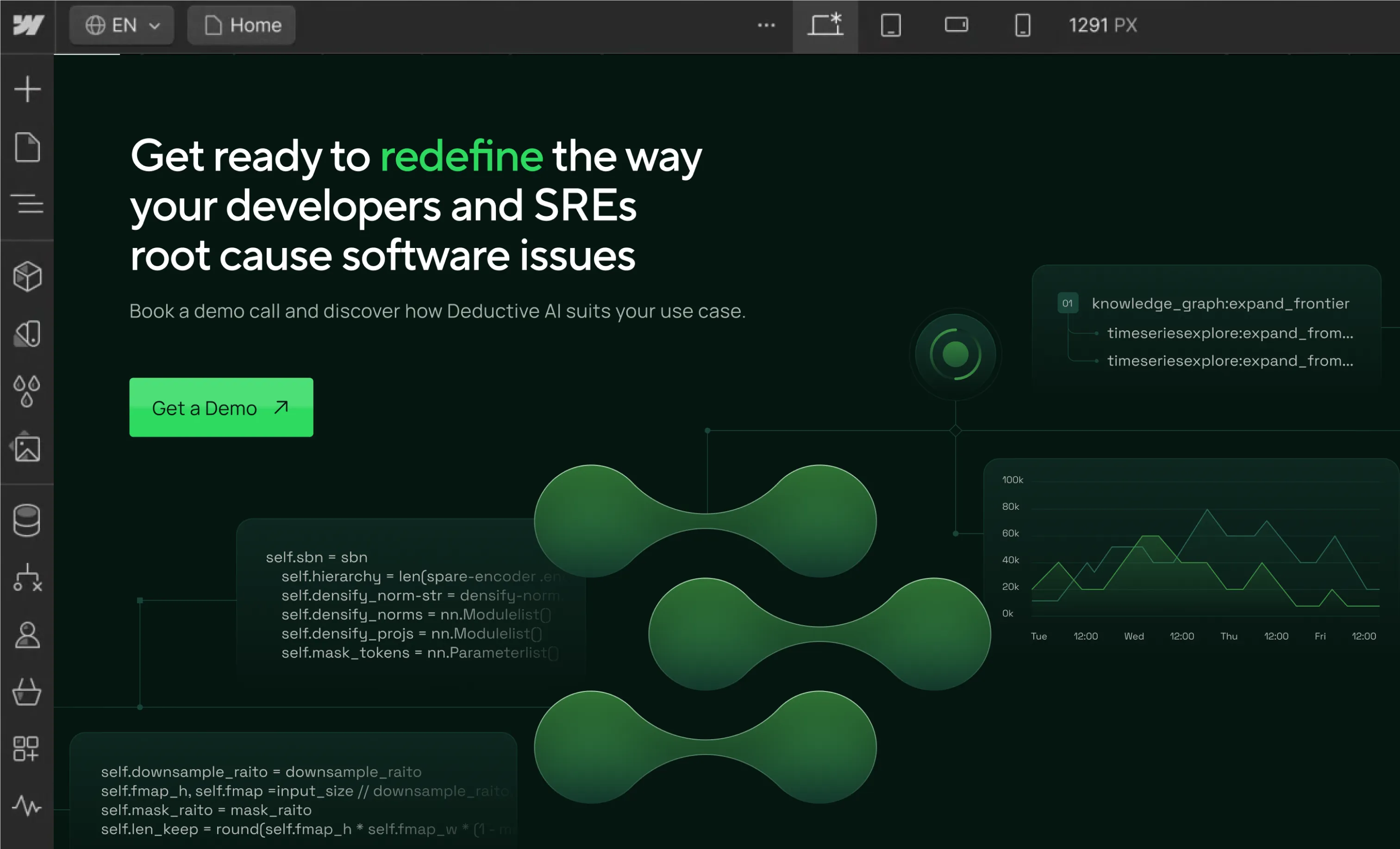 deductive website landing page