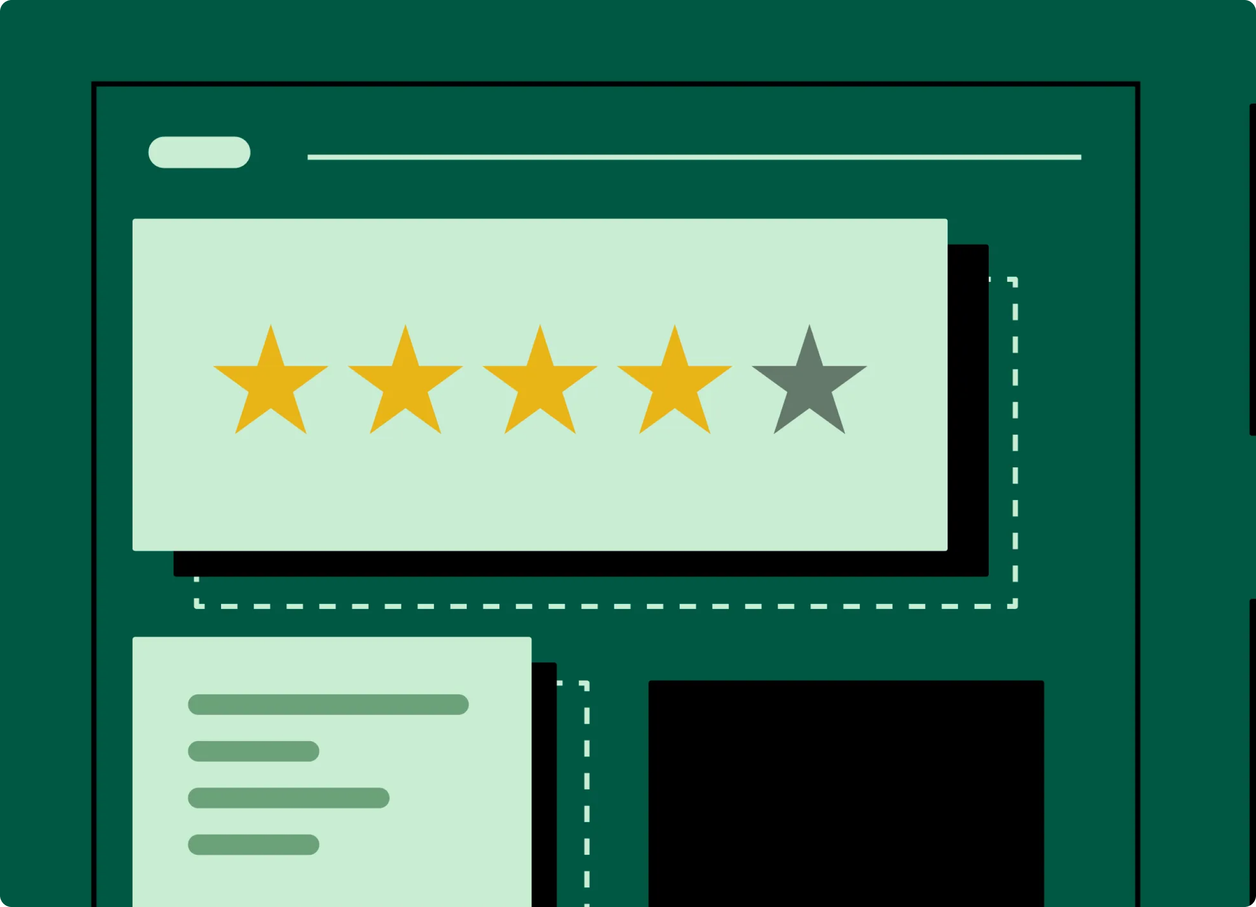 Digital interface showing a four out of five star rating with four yellow stars and one gray star.