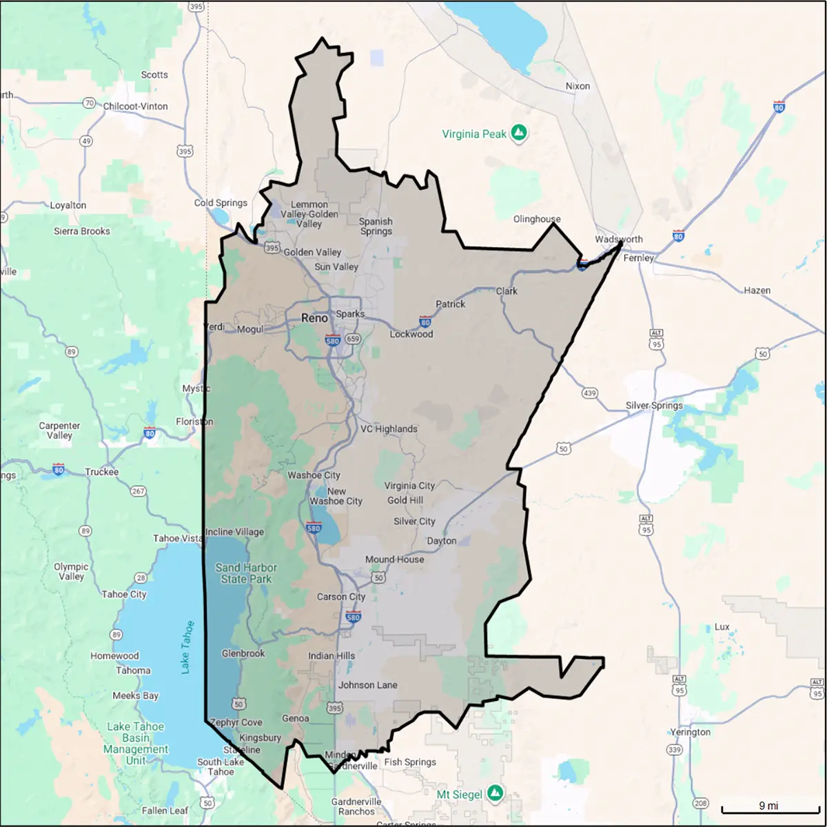 Image to See Service Area for Reno NV