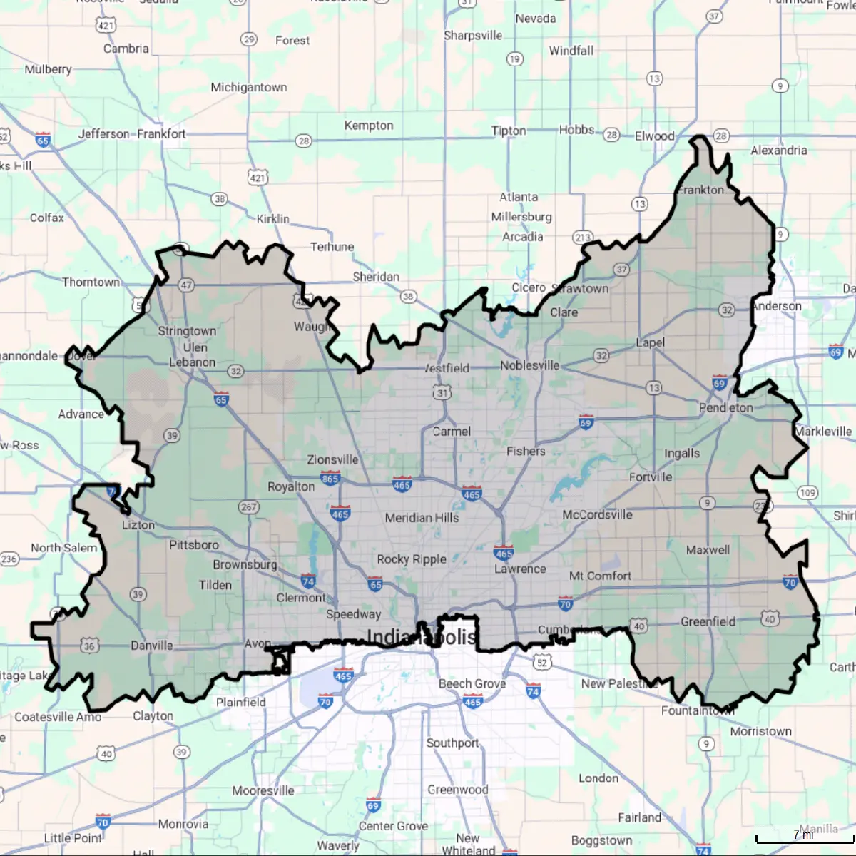 Indianapolis, IN Service Area Map