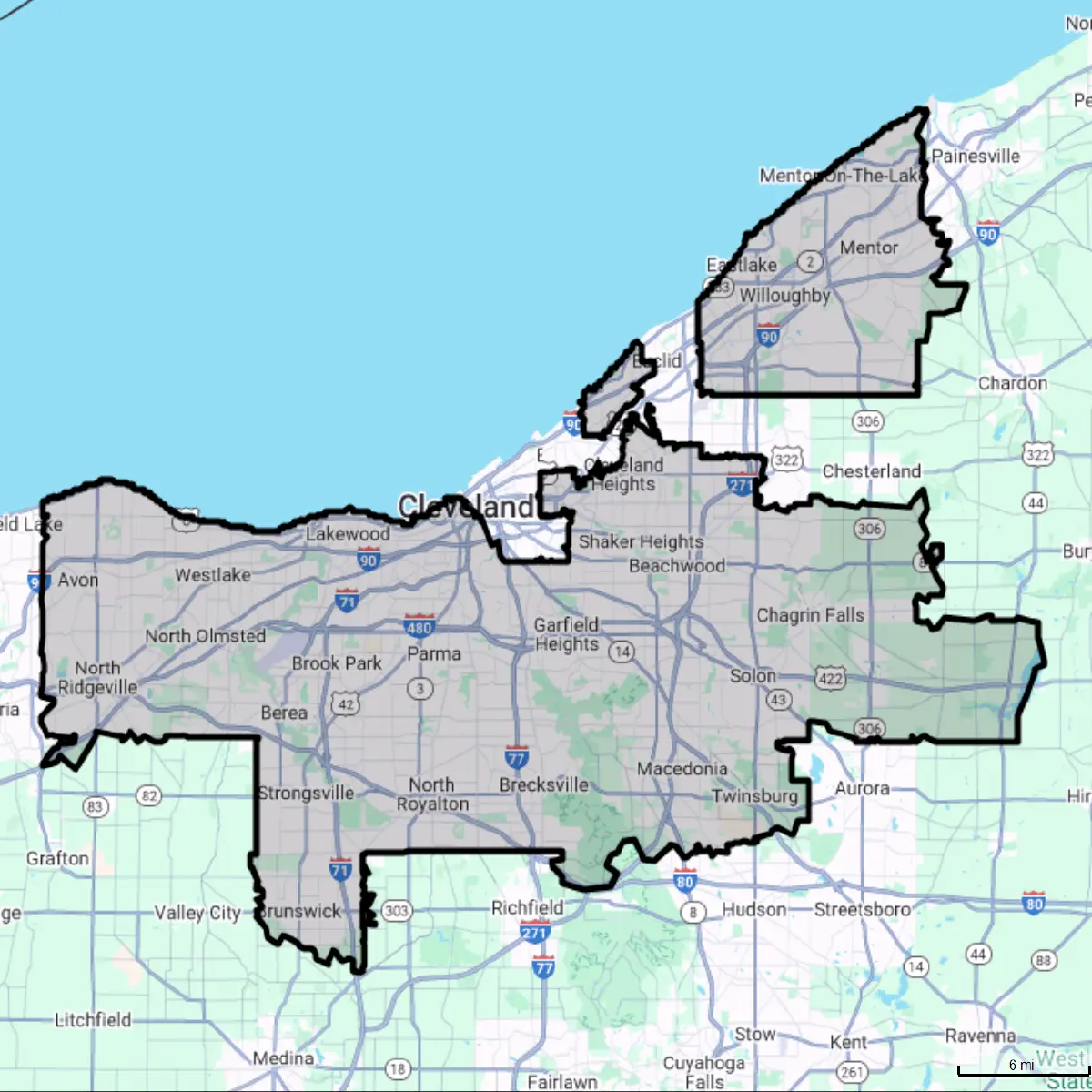 Cleveland Ohio Service Area Map