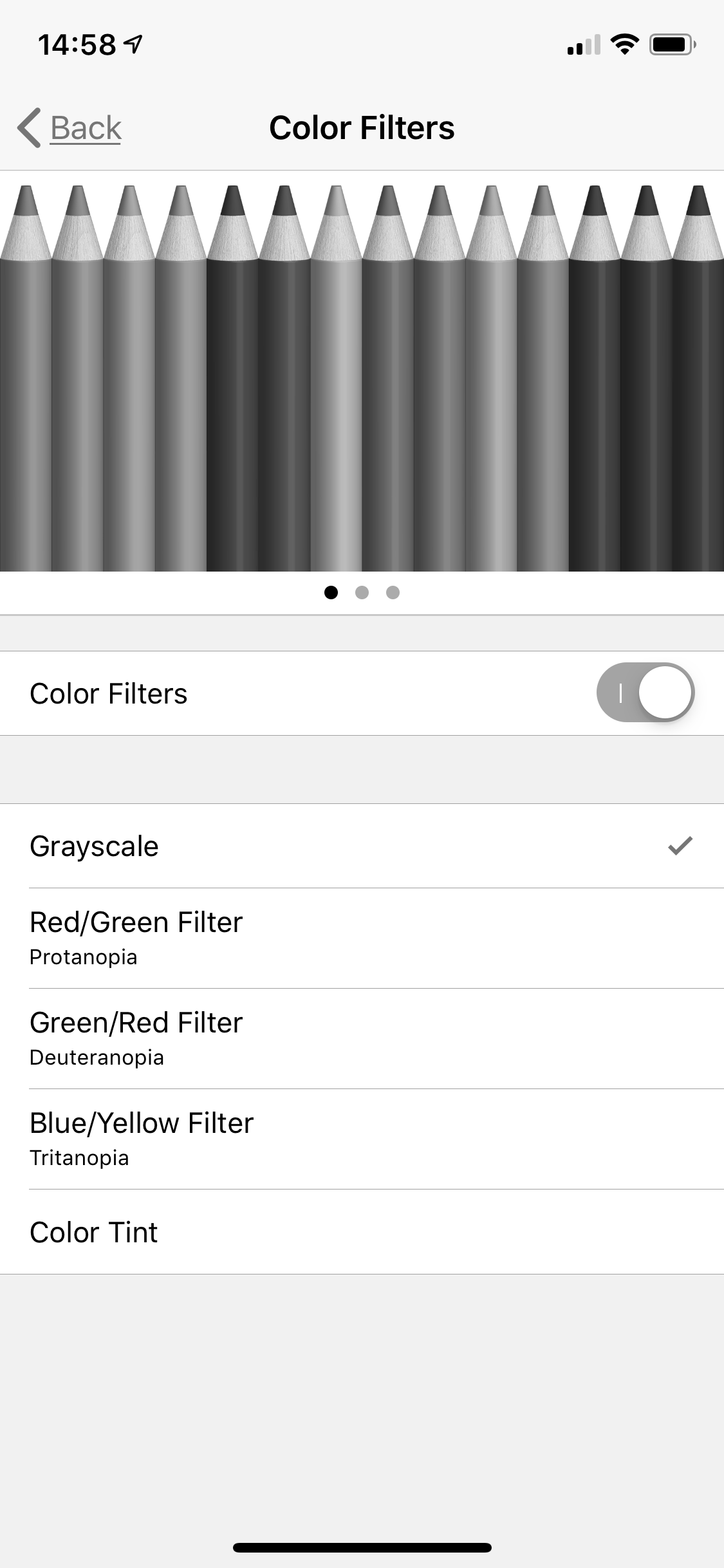 grayscale color filter iOS