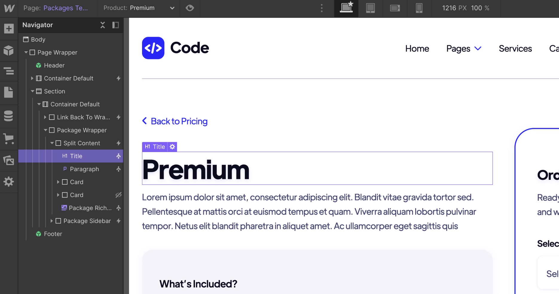 eCommerce Page - Code Webflow Template