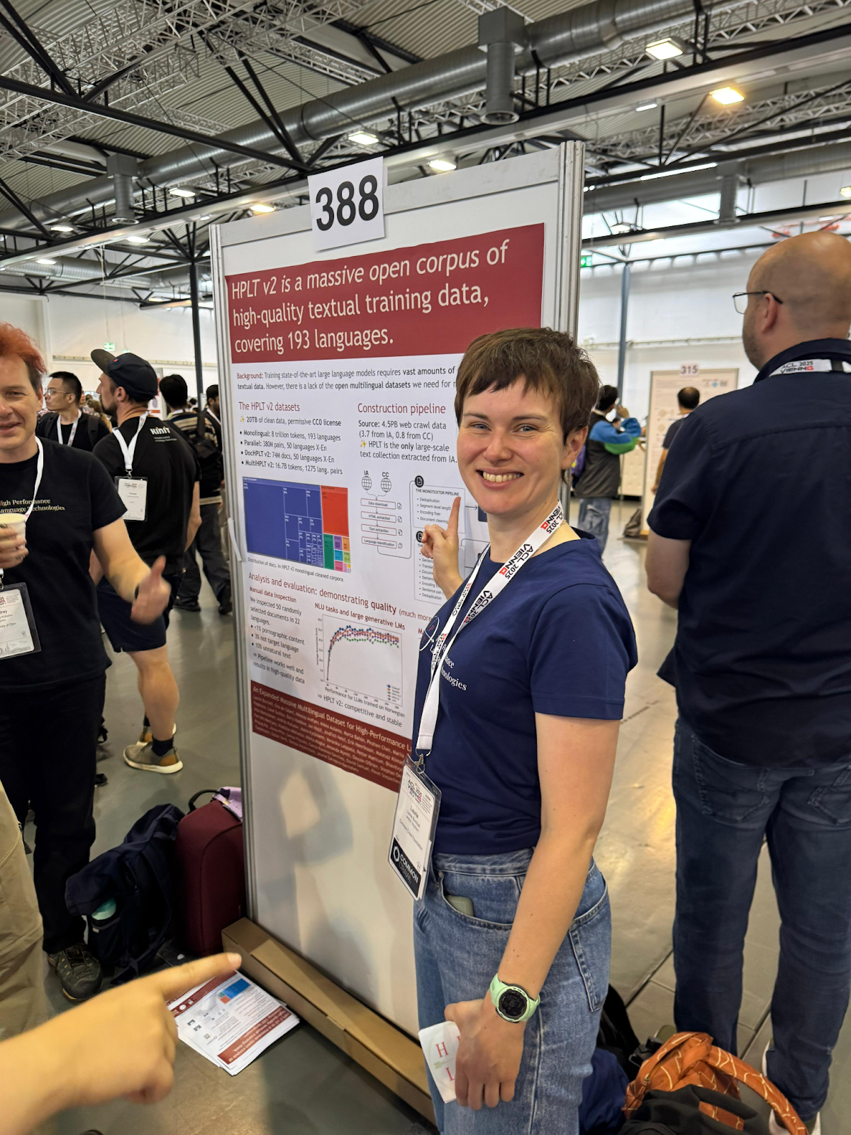 Laurie Burchell with a poster on HPLT v2