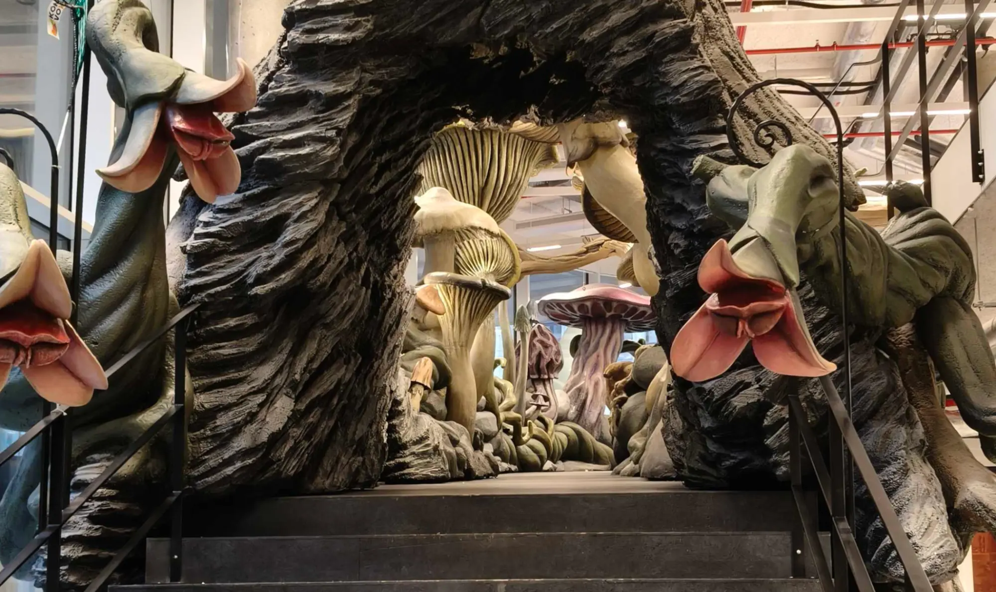 Picture showing the fairytale-like staircase into the shared meeting space