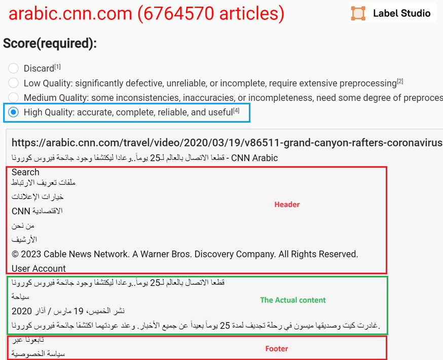 A screenshot from the annotation interface