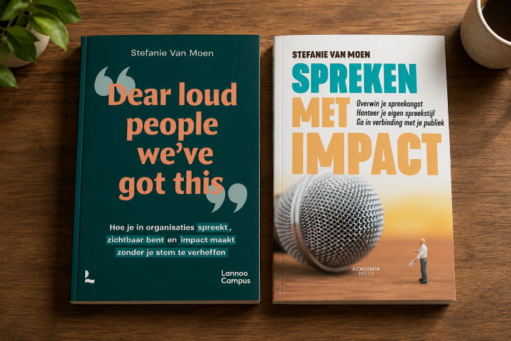 het boek "spreken met impact" geschreven door Stefanie Van Moen