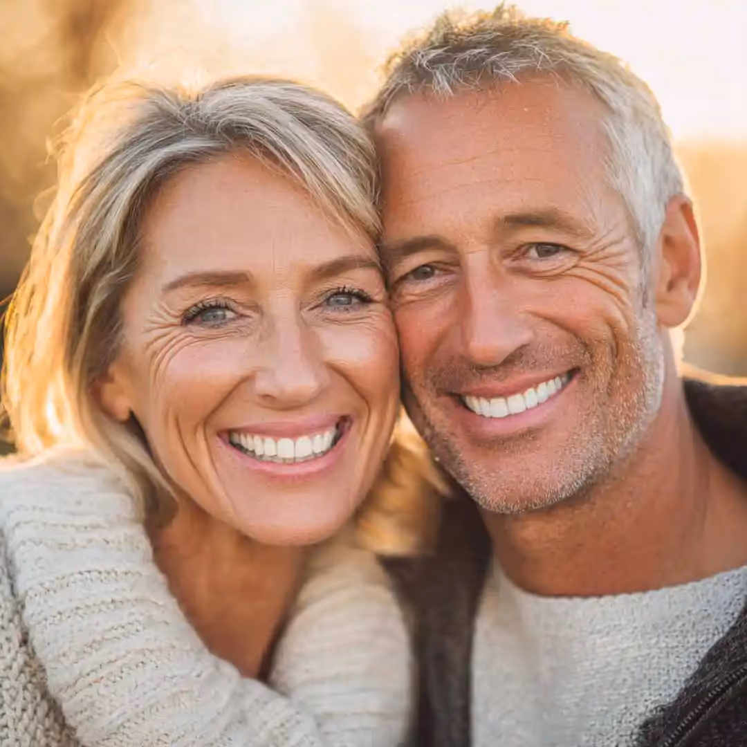 A couple enjoying the outdoor sunshine. 