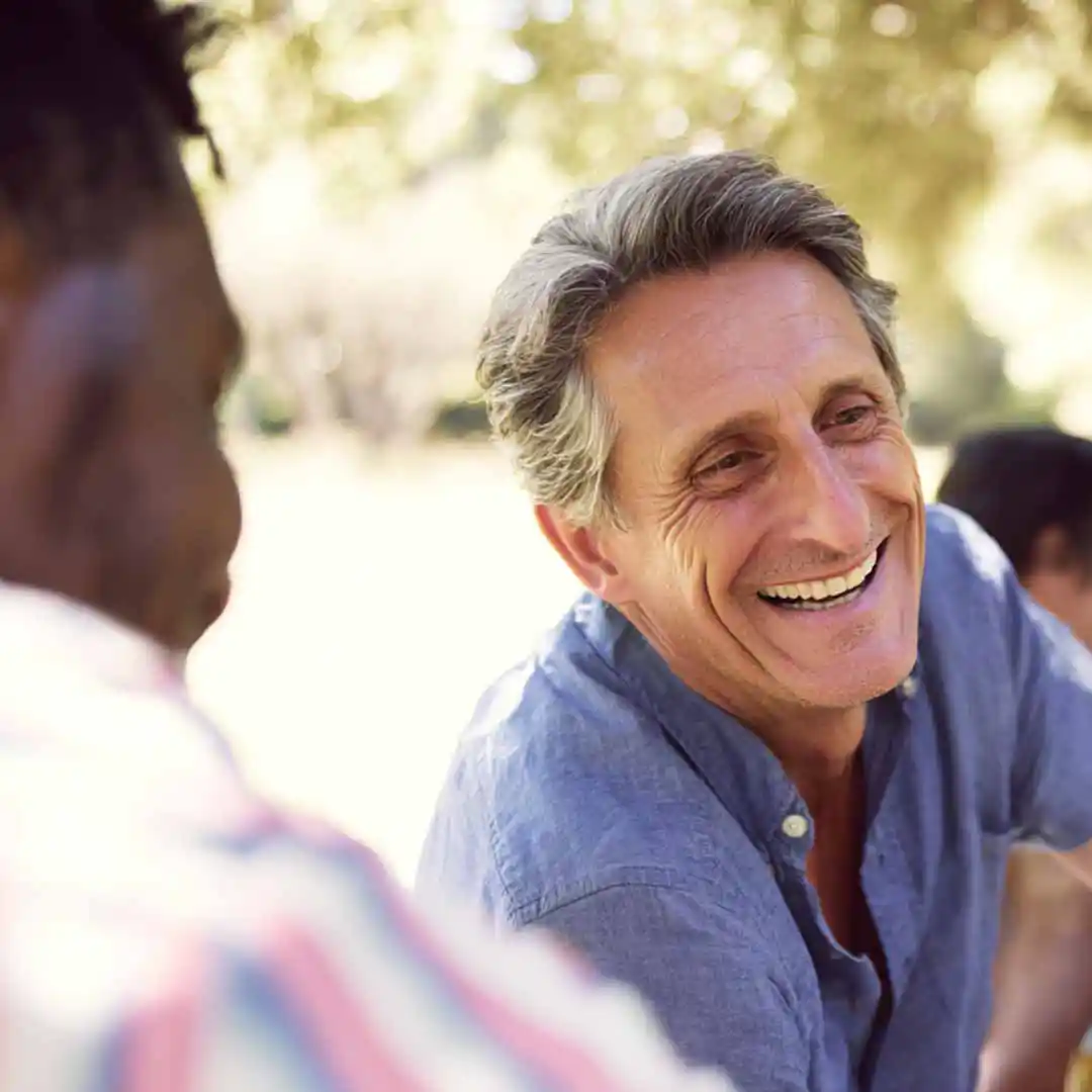 A senior man having fun at an outdoor activity