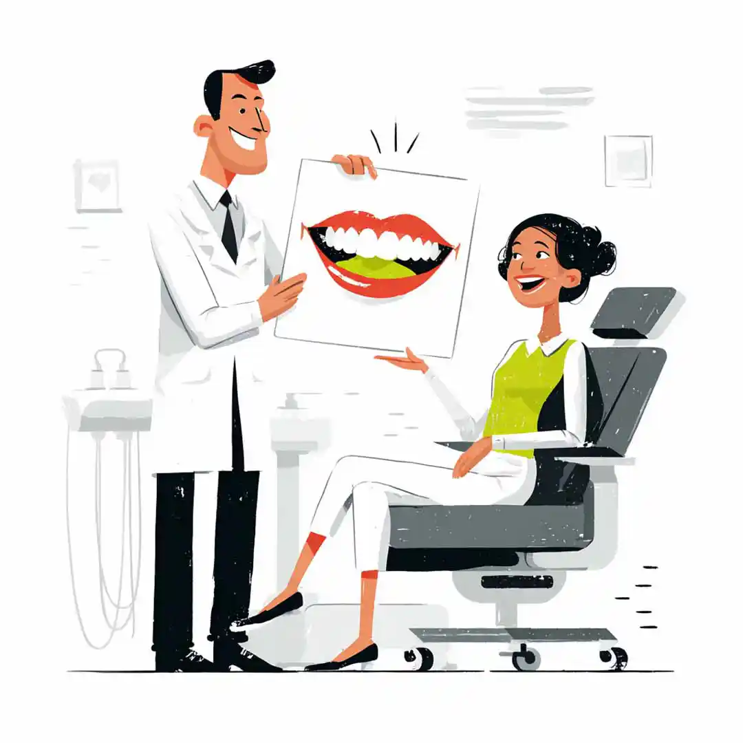 Illustration of dentist with a female patient