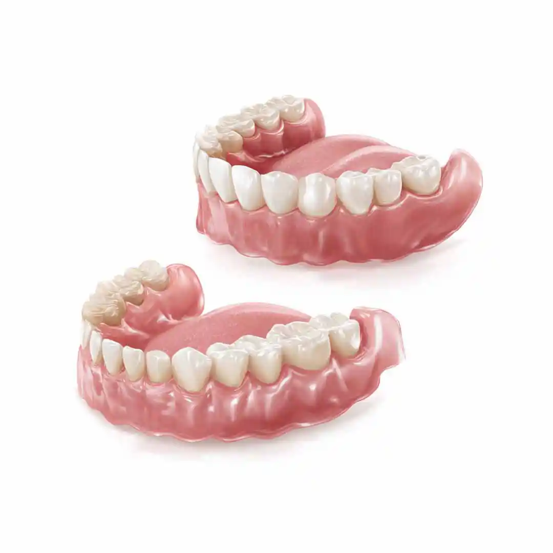 Illustration of thick dentures. 