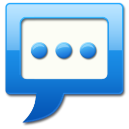 Blue speech bubble with three horizontal dots inside representing a typing indicator.