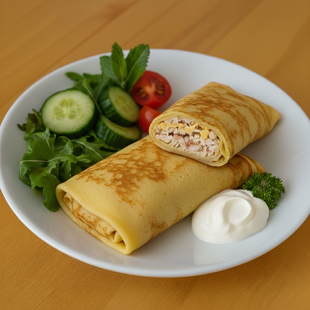 Pancakes with Chicken and Cheese