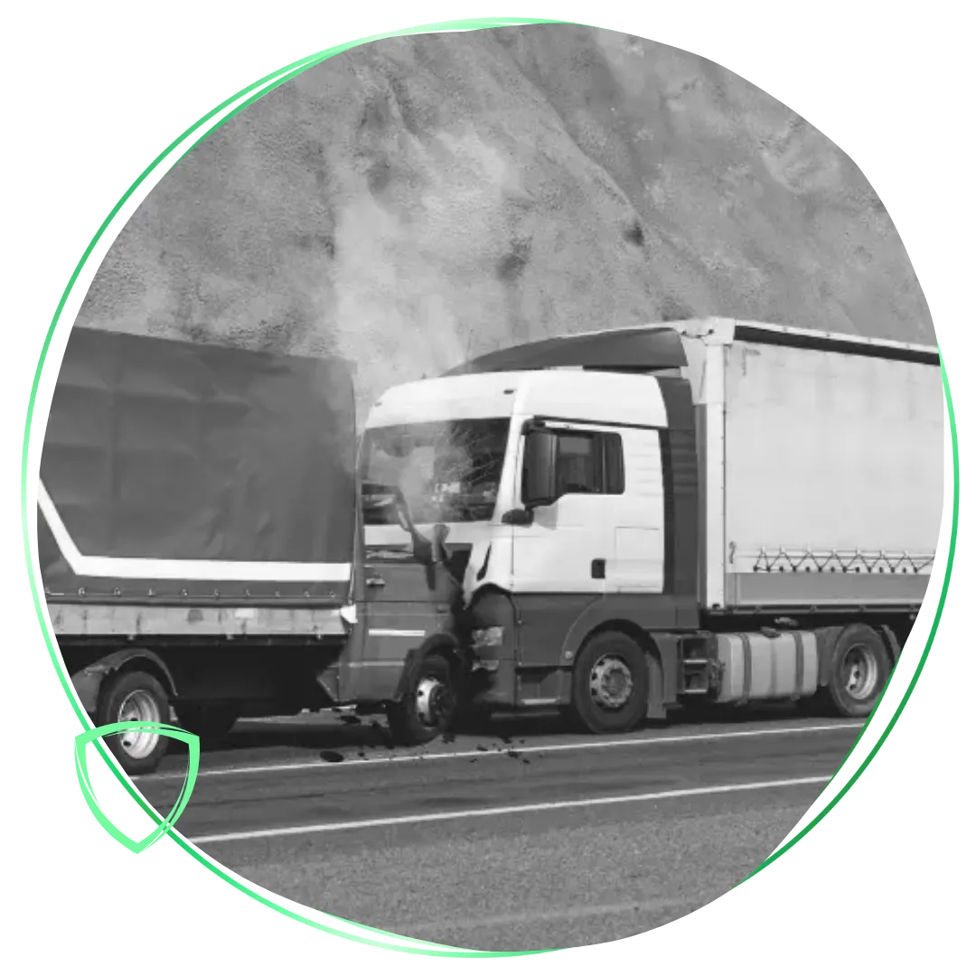 A black and white photo of a semi truck.