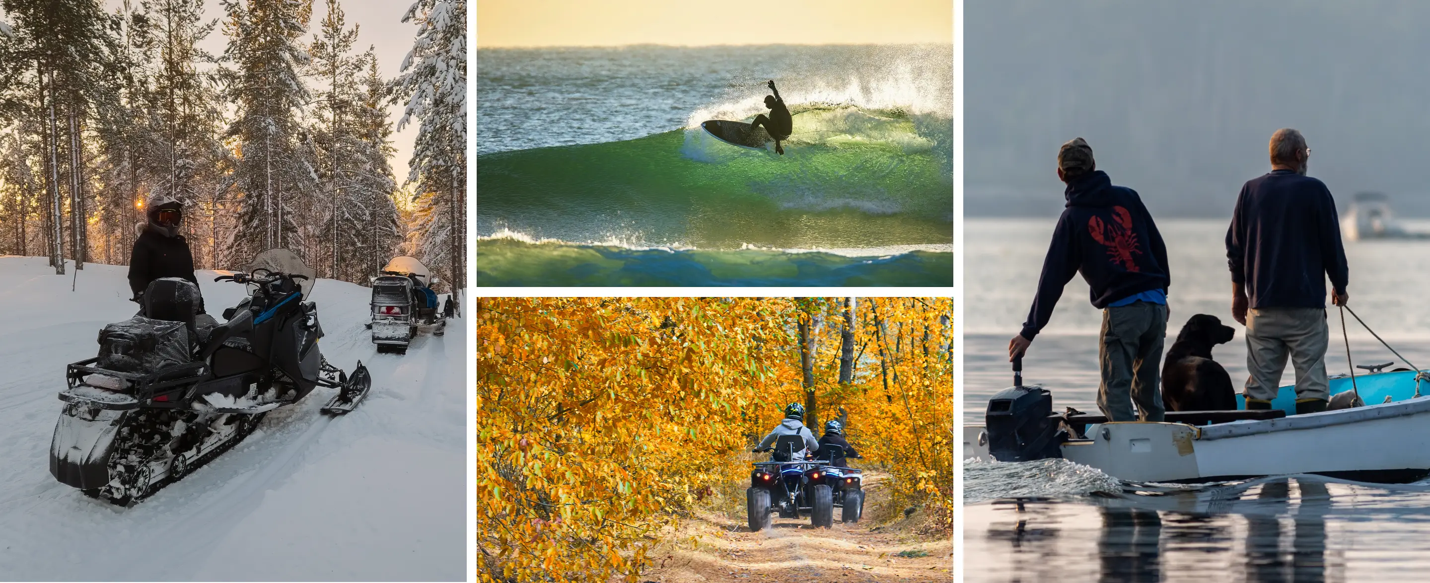 a grid of mainers doing outdoor activities