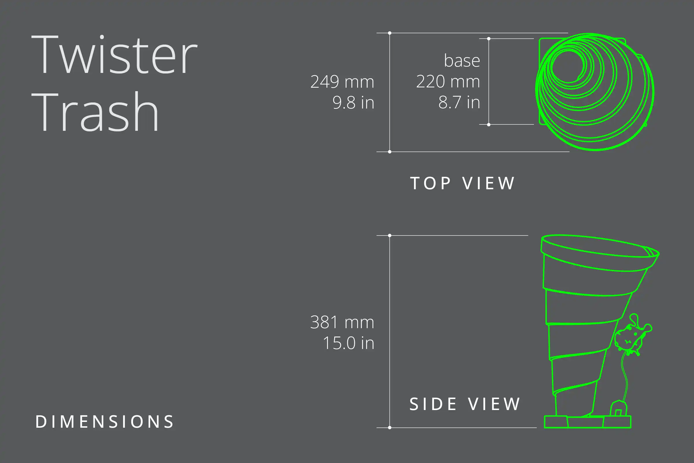 Twister Trash dimensions