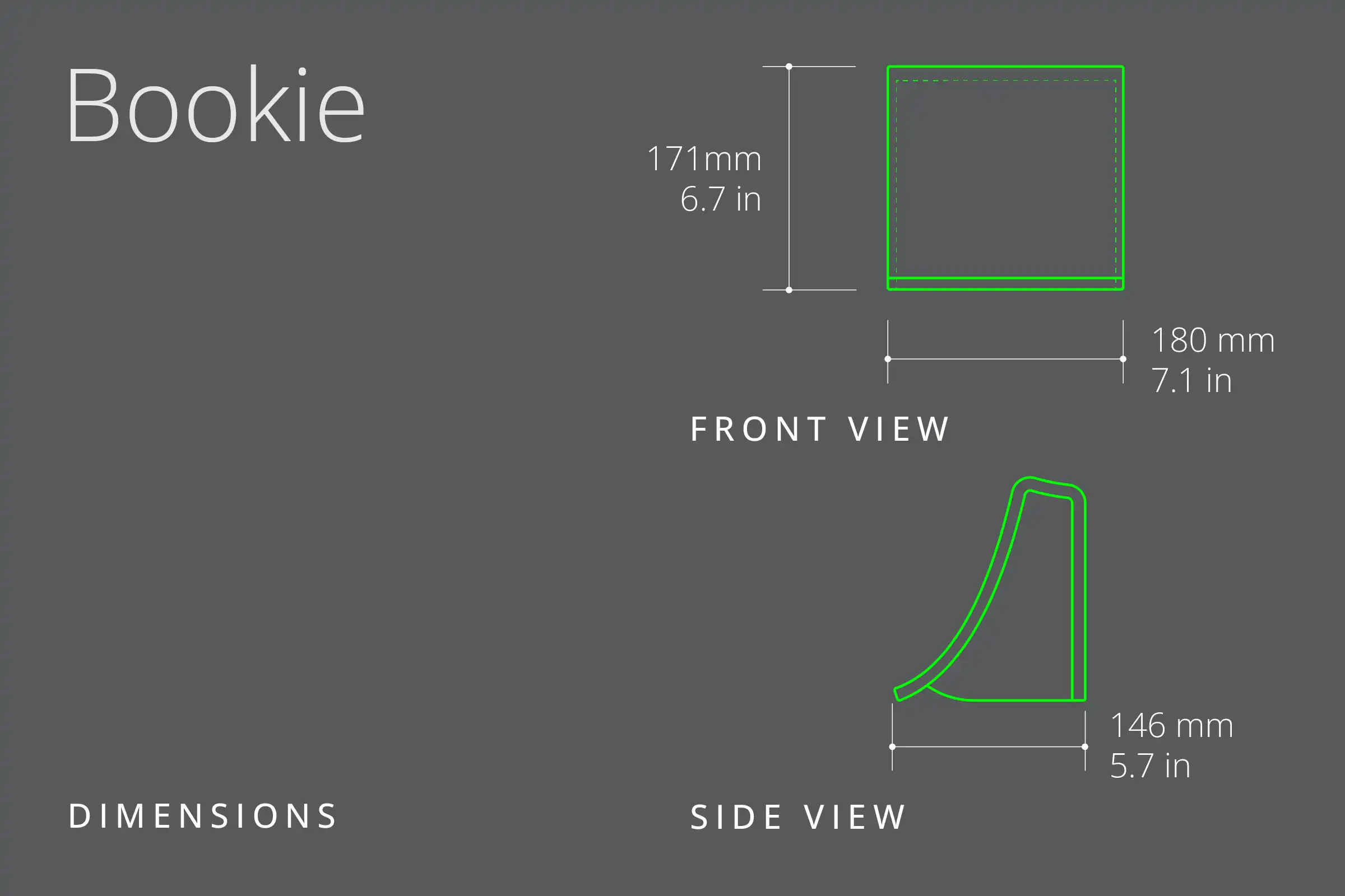Bookie Bookend dimensions