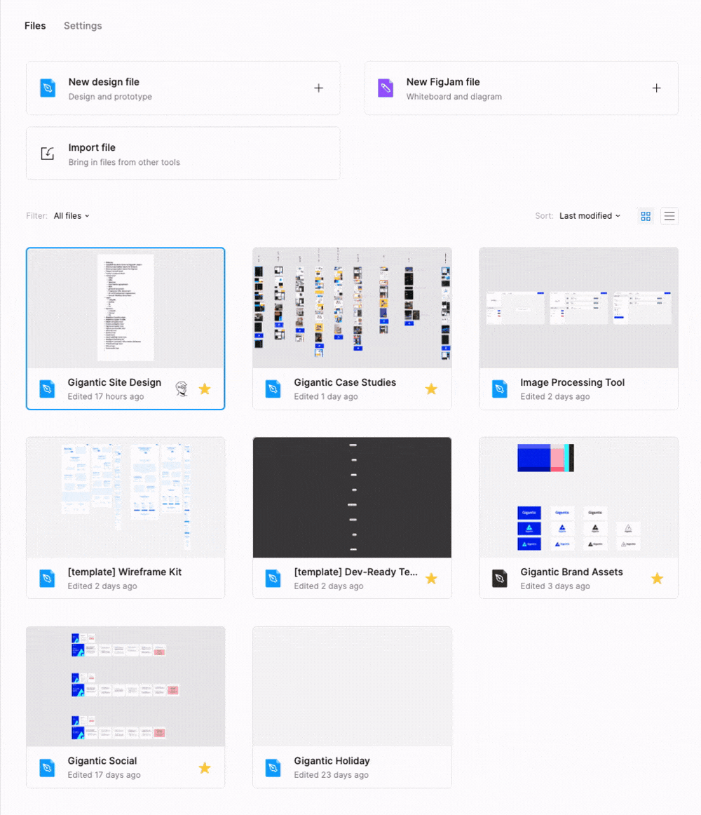 Organized custom file thumbnails with Figma.