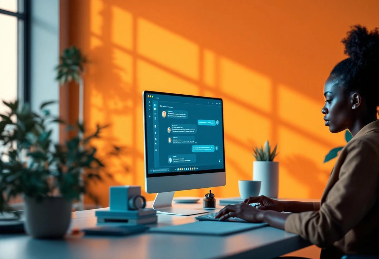 AI chatbot interface on multiple devices