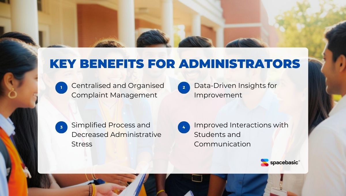 Administrator benefits in student hostel complaint management system