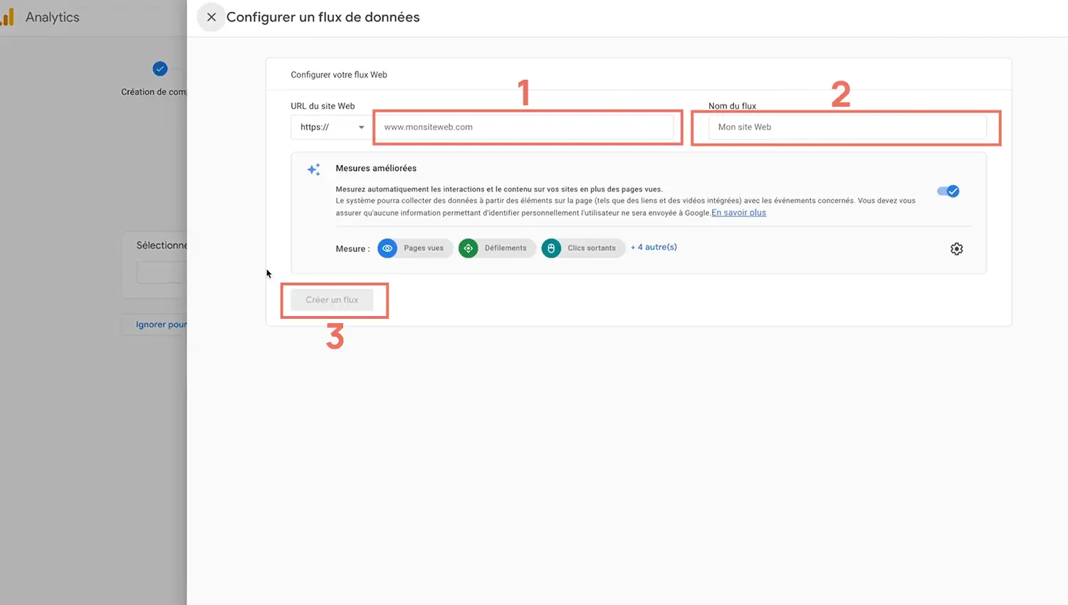 création du flux analytics