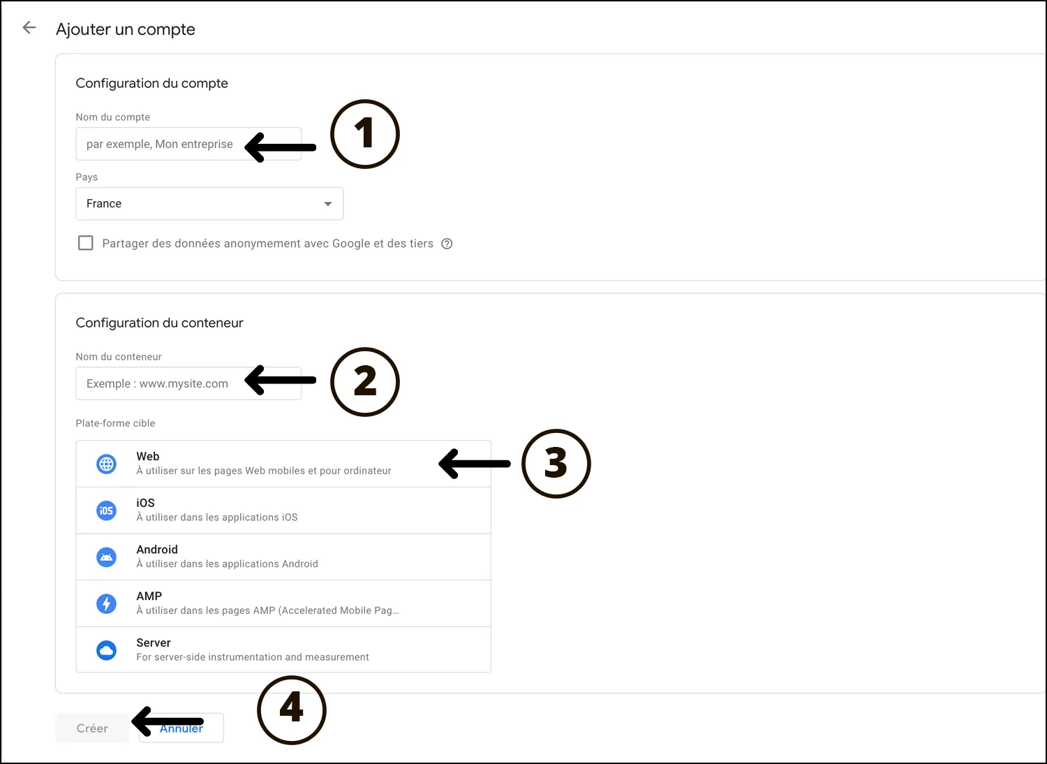 ecran de configuration e google tag manager