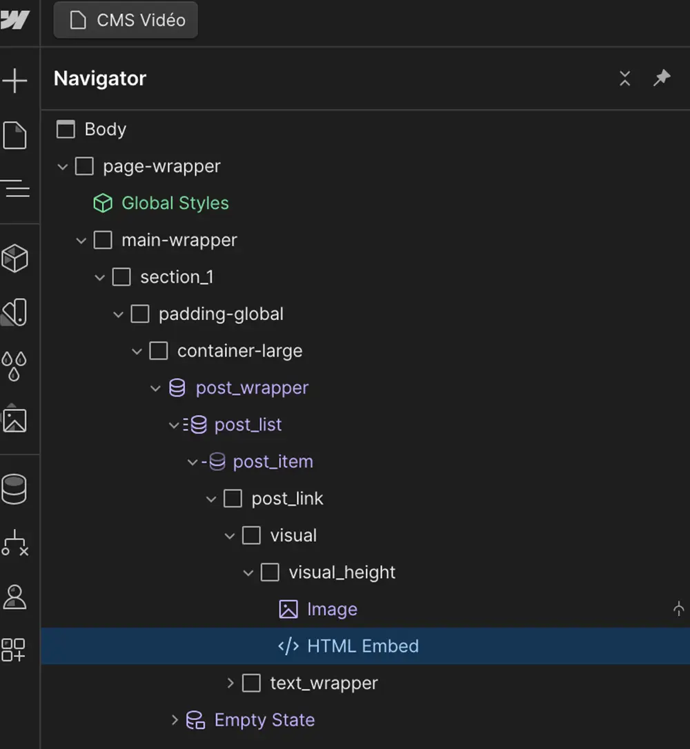 structure html webflow