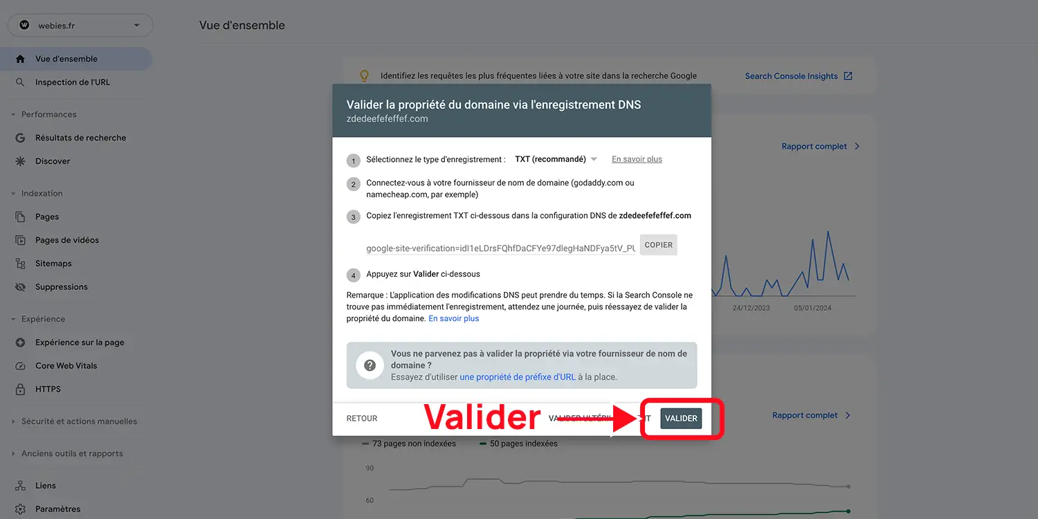 Validation de la propriété 