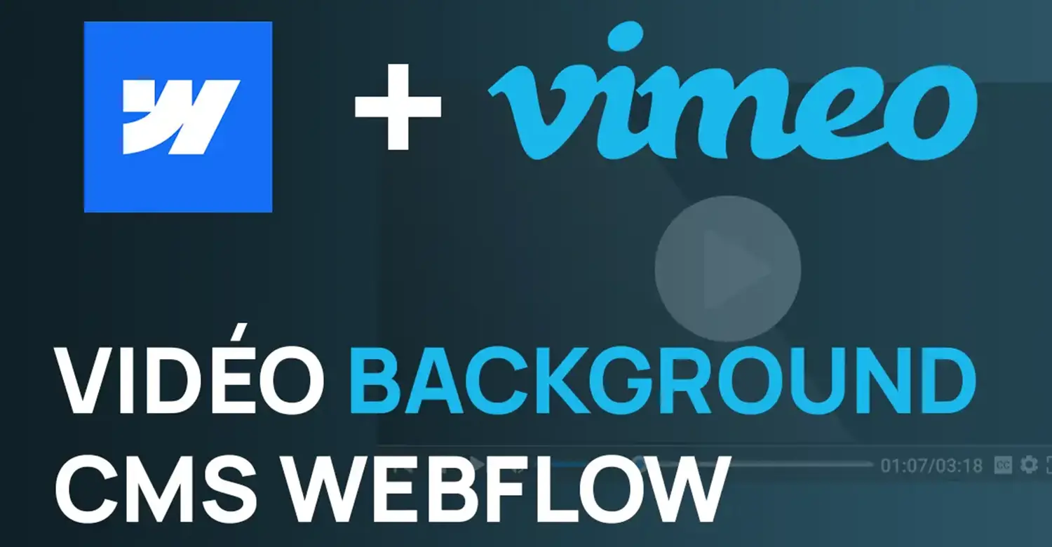 Illustration graphique avec les logos Webflow et Vimeo