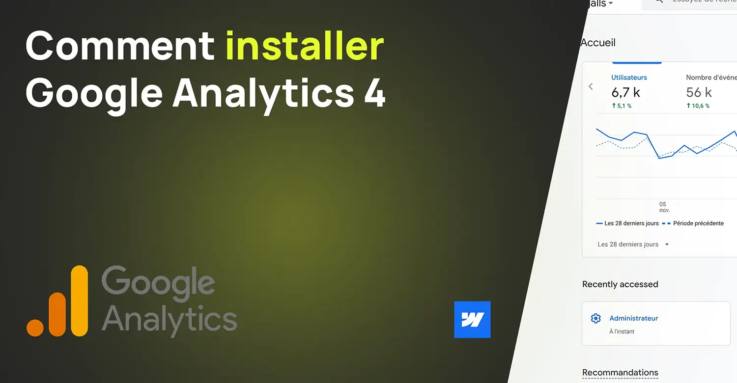 Illustration avec le logo Google Analytics et dashboard GA4