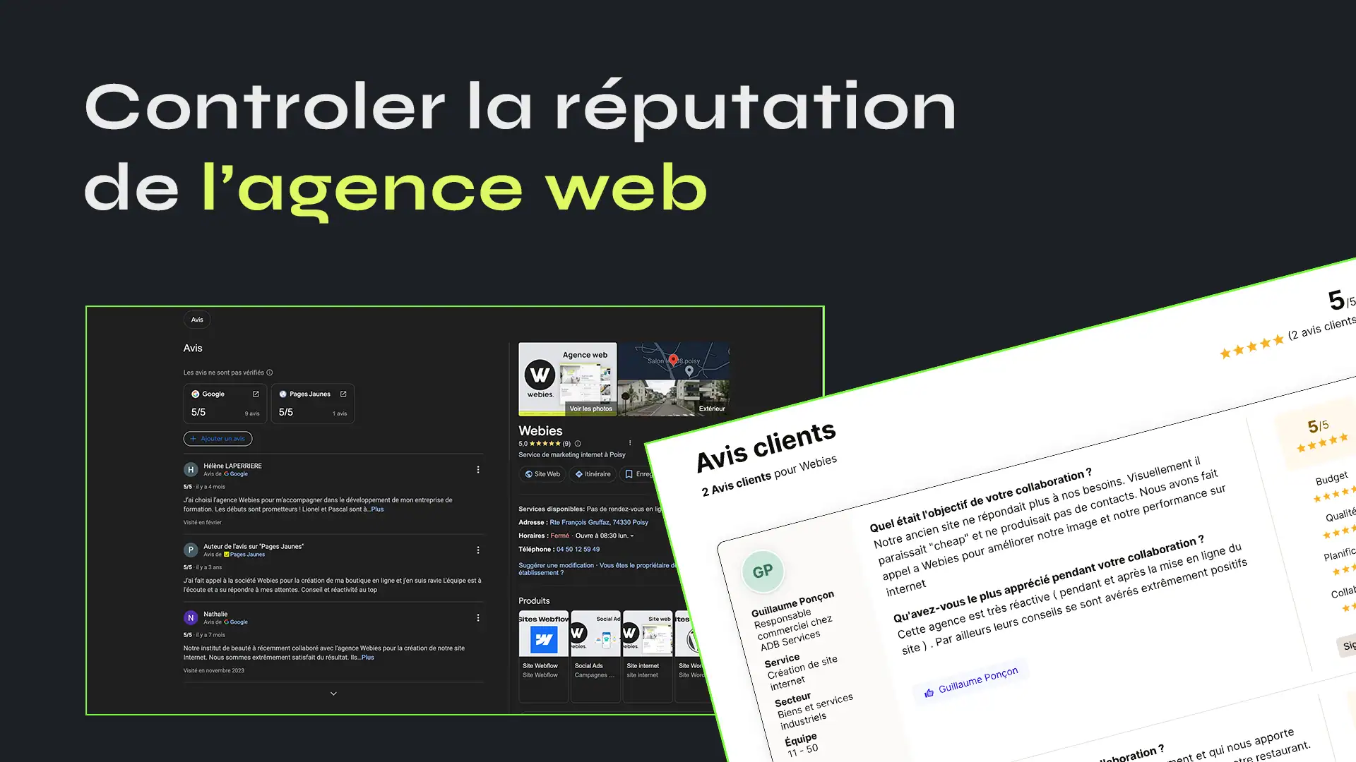 Avis déposés sur internet pour une agence web