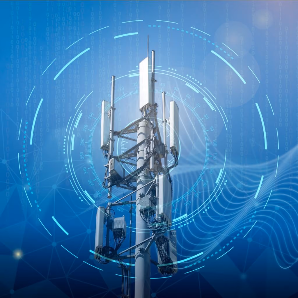 Concept of 4G, 5G transmitter mast, transmitting.