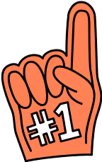 illustration of a red foam fan hand with a #1 on it